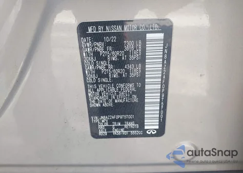 2023 Infiniti Qx80 Luxe from USA, damaged, VIN JN8AZ2AF0P9757001